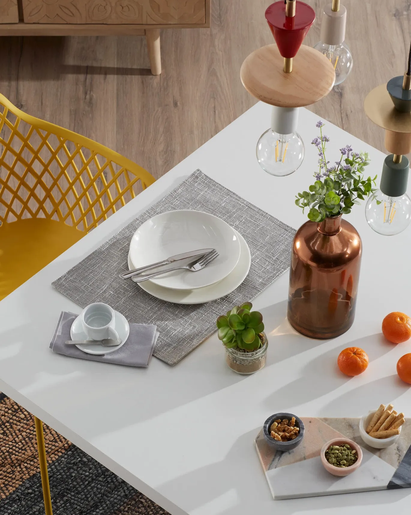 Kave Home Tafel Argo Wit Melamine Houteffect 200x100cm