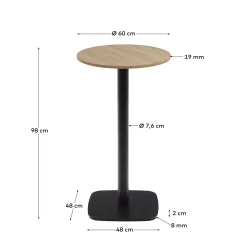 Kave Home Tafel Dina Rond Naturel Melamine Ø60x96cm