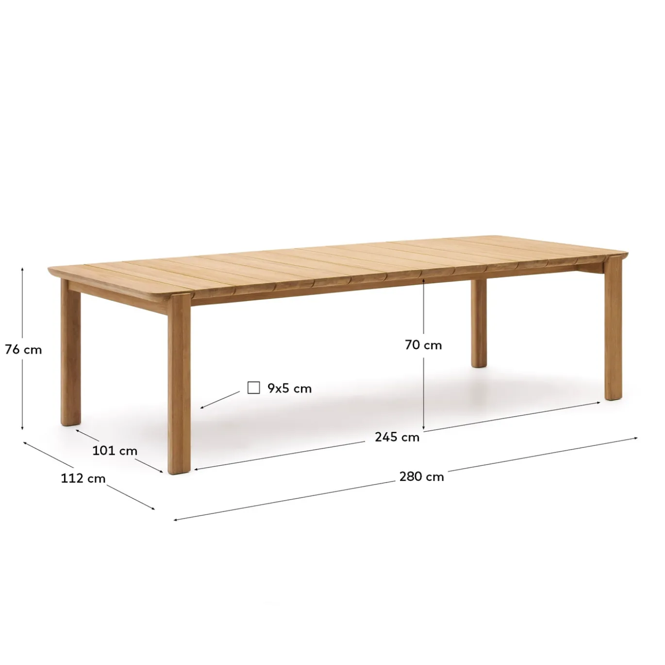 Kave Home Tafel Icaro Massief Teakhout 280x112cm