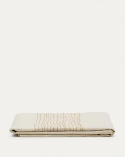 Kave Home Tafelkleed Flia Linnen En Katoen Wit/Goudkleurig 150x250cm