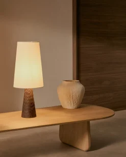 Kave Home Tafellamp Amire Hout Donkerbruin