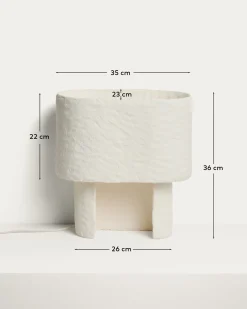 Kave Home Tafellamp Bedala Papier-maché Wit