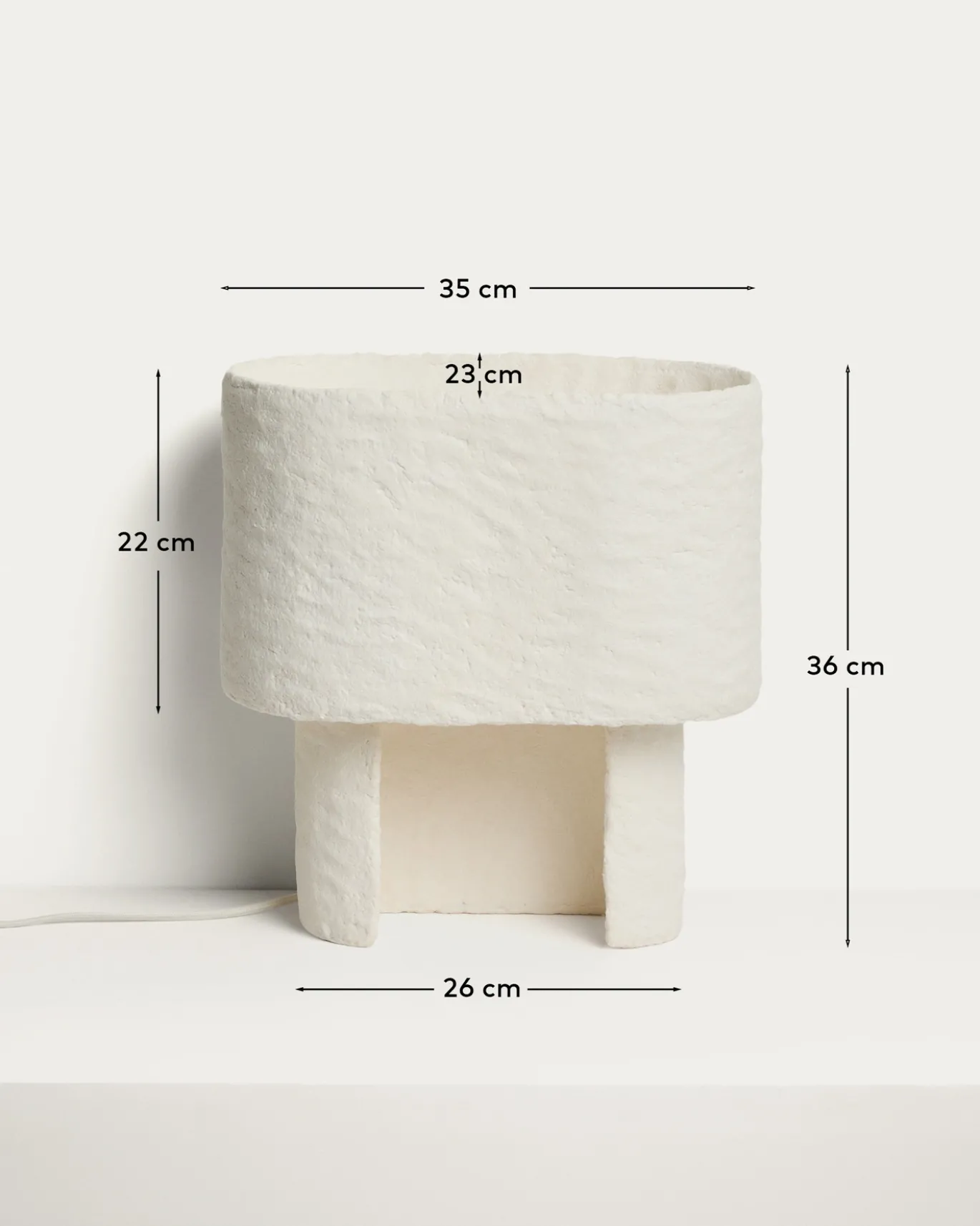 Kave Home Tafellamp Bedala Papier-maché Wit