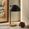 Kave Home Tafellamp Catlar Essenhout en Zwart Metaal