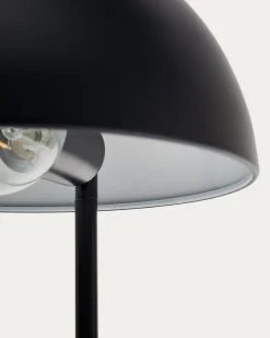 Kave Home Tafellamp Catlar Essenhout en Zwart Metaal