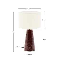Kave Home Tafellamp Drava Keramiek Donkerrood