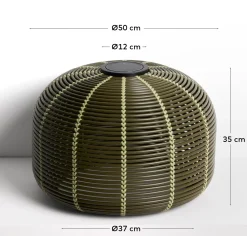 Kave Home Tafellamp Garoina Outdoor Rotan Groen Ø50cm
