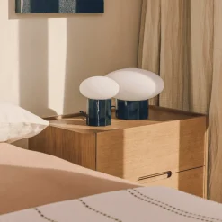 Kave Home Tafellamp Idela Glas Marmer Zwart Ø26cm