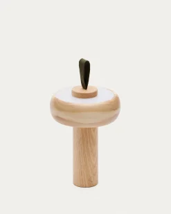 Kave Home Tafellamp Luba Draagbaar Massief Essenhout Groen