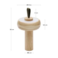 Kave Home Tafellamp Luba Draagbaar Massief Essenhout Groen