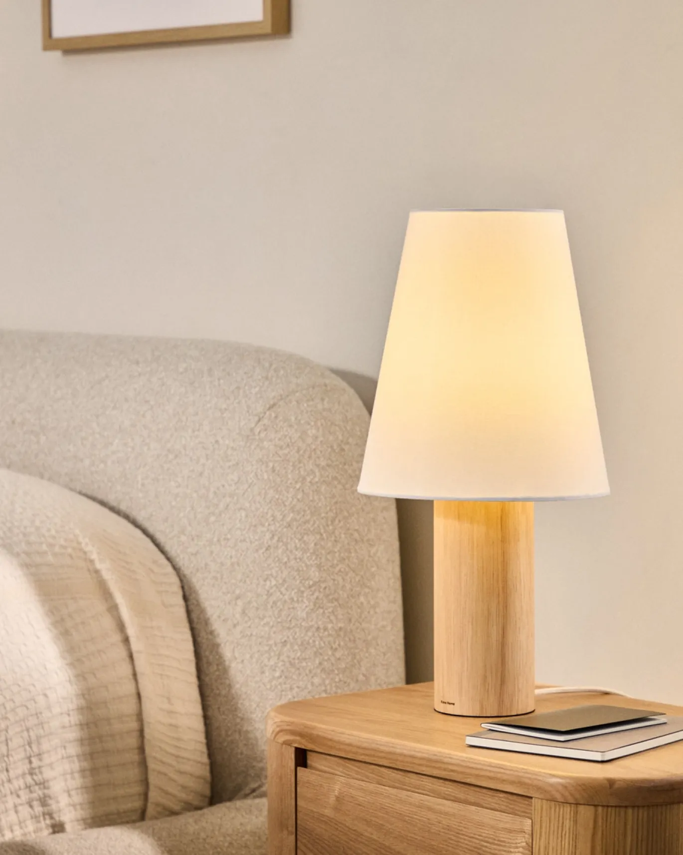 Kave Home Tafellamp Marga Rubberhout Beige/Naturel