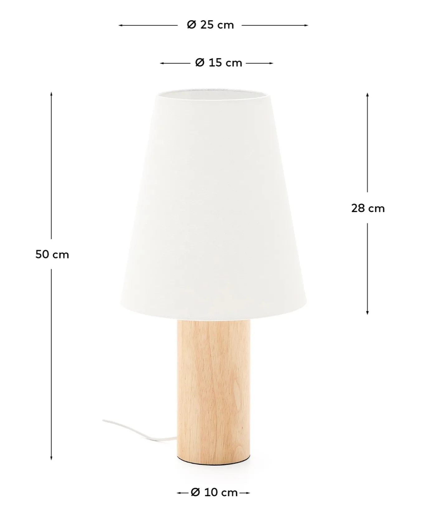 Kave Home Tafellamp Marga Rubberhout Beige/Naturel