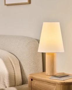 Kave Home Tafellamp Marga Rubberhout Beige/Naturel