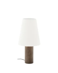 Kave Home Tafellamp Marga Rubberhout Beige/Walnoot