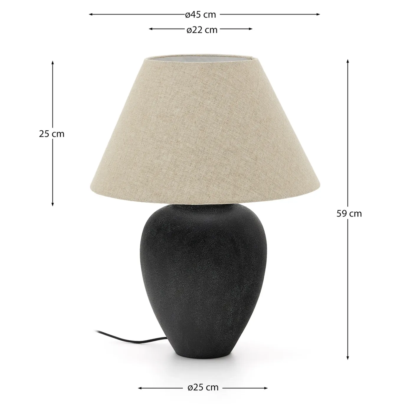 Kave Home Tafellamp Mercadal Zwart Keramiek