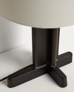 Kave Home Tafellamp Niani Rubberhout Donkerbruin Katoen Ø30cm
