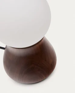 Kave Home Tafellamp Okeni Notenhout En Glas