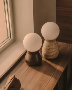 Kave Home Tafellamp Okeni Notenhout En Glas