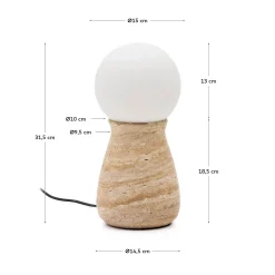Kave Home Tafellamp Okeni Travertin En Glas