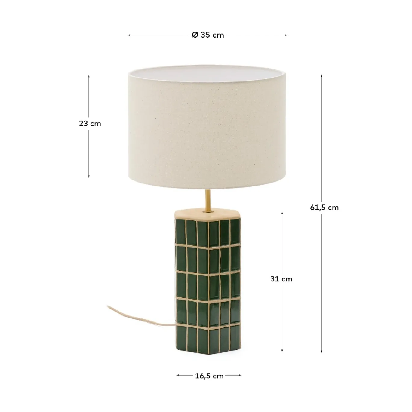 Kave Home Tafellamp Rue Groen/Ecru