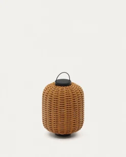 Kave Home Tafellamp Saranella Klein Draagbaar Bruin Rotan
