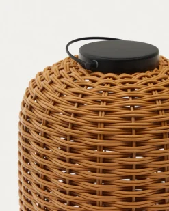 Kave Home Tafellamp Saranella Klein Draagbaar Bruin Rotan