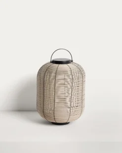 Kave Home Tafellamp Saranella Rotan Lichtgrijs Klein