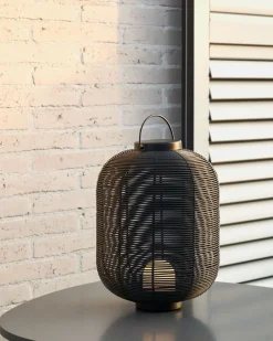 Kave Home Tafellamp Saranella Klein Draagbaar Zwart Rotan