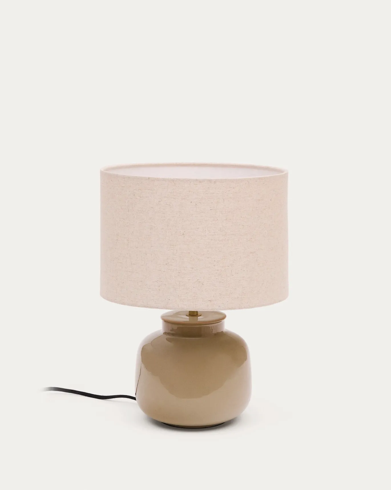 Kave Home Tafellamp Tay Groen Keramiek En Beige Linnen