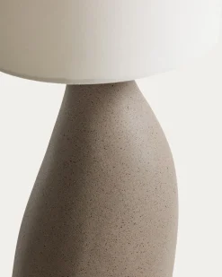 Kave Home Tafellamp Viona Groot Steeneffect en Katoenen Lampenkap 77cm
