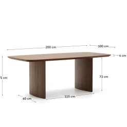 Kave Home Tafel Litto Walnoot 200cm
