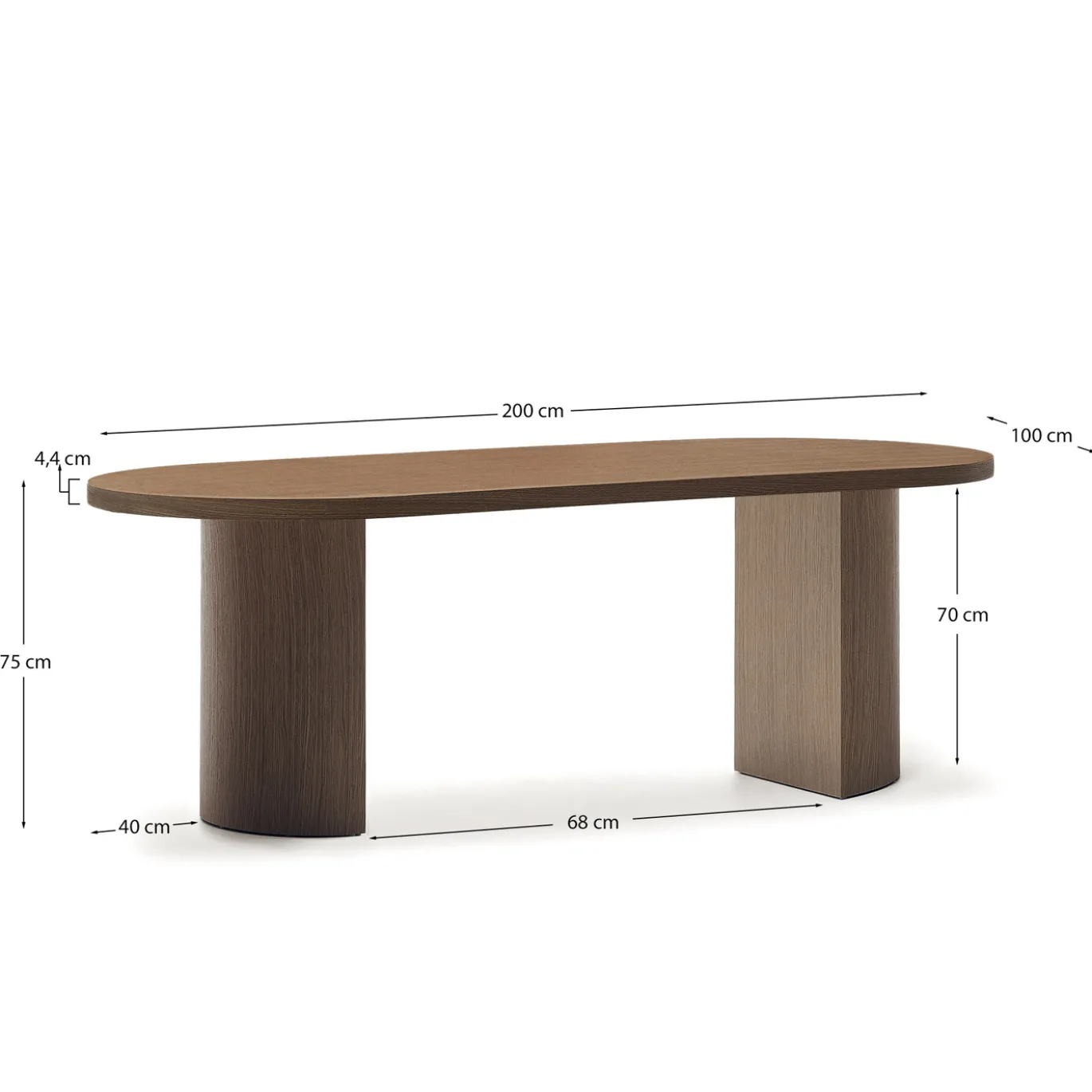 Kave Home Tafel Nealy Walnootfineer Donkere Afwerking 200x100cm