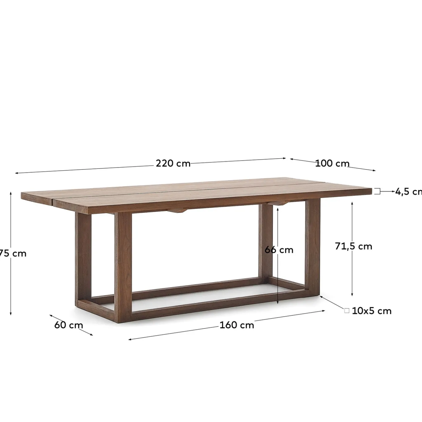 Kave Home Tafel Sashi Massief Teakhout 220x100cm