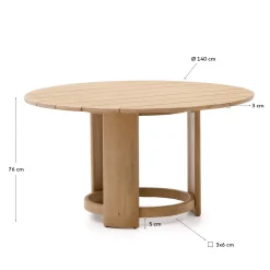 Kave Home Tafel Xoriguer Rond Massief Eucalyptushout Ø140cm