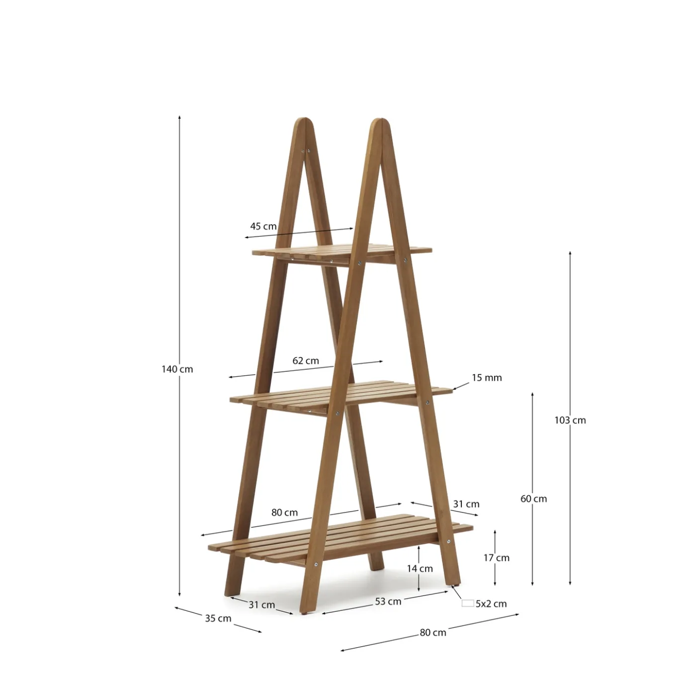Kave Home Tuinkast Victora Massief Acaciahout 80x140cm