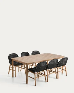 Kave Home Tuinset Sori Acaciahout Touw Grafiet 6 stoelen