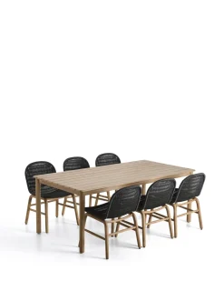 Kave Home Tuinset Sori Acaciahout Touw Grafiet 6 stoelen