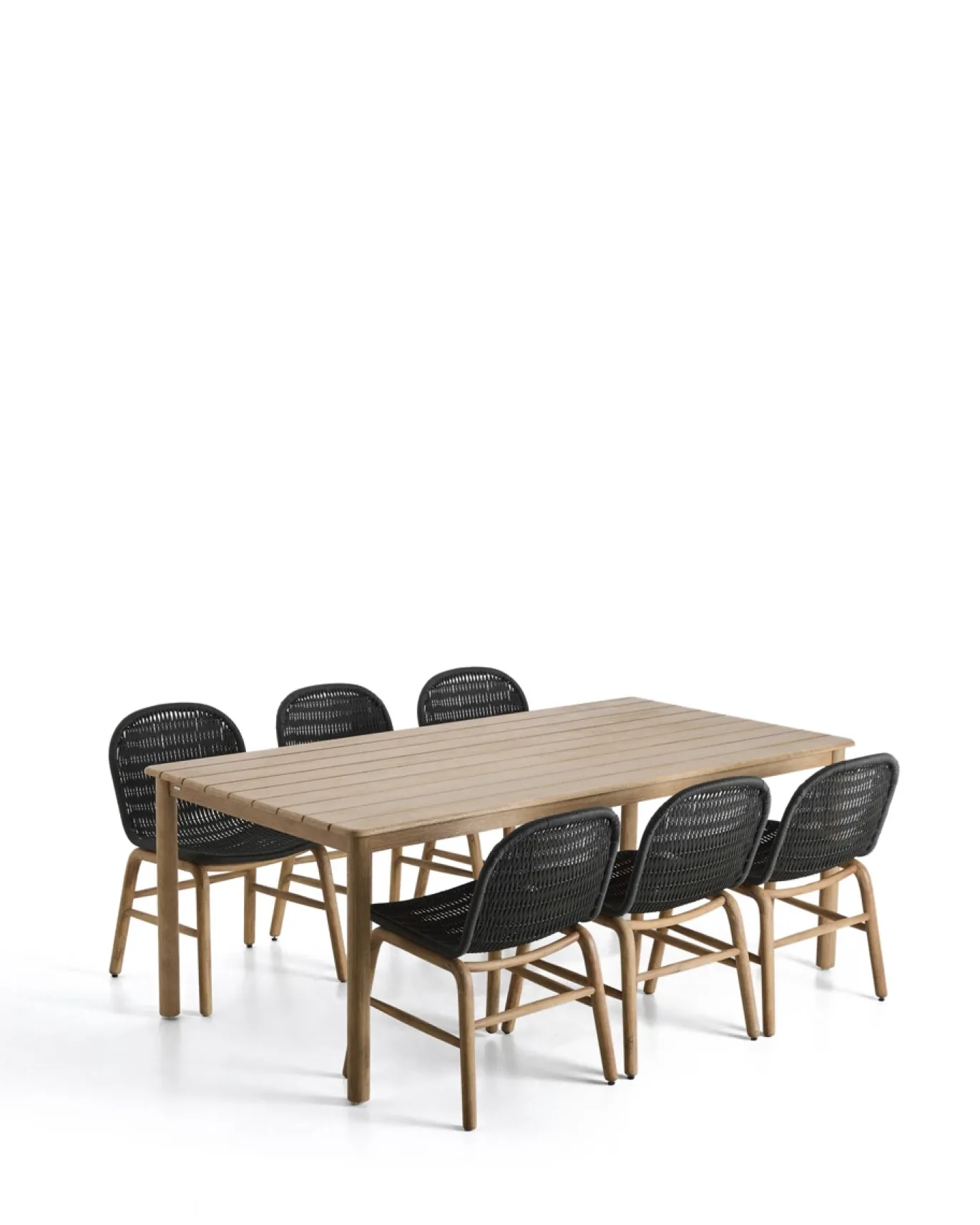 Kave Home Tuinset Sori Acaciahout Touw Grafiet 6 stoelen