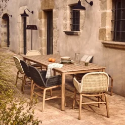 Kave Home Tuinset Sori Acaciahout Touw Ecru 6 stoelen