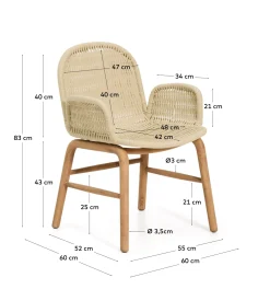 Kave Home Tuinstoel Alipa Acaciahout Beige met Armleuning