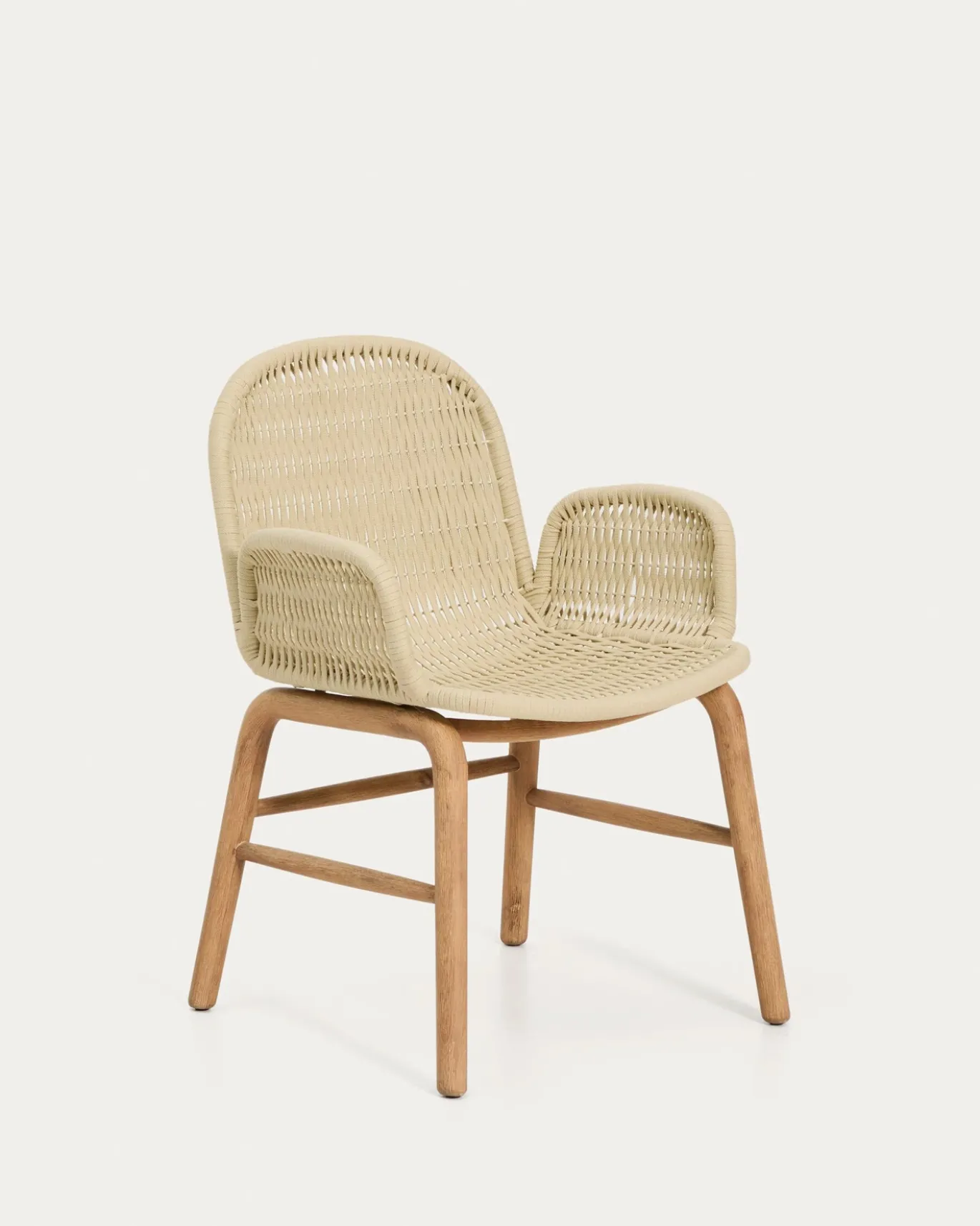 Kave Home Tuinstoel Alipa Acaciahout Beige met Armleuning