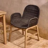 Kave Home Tuinstoel Alipa Acaciahout Grafiet met Armleuning