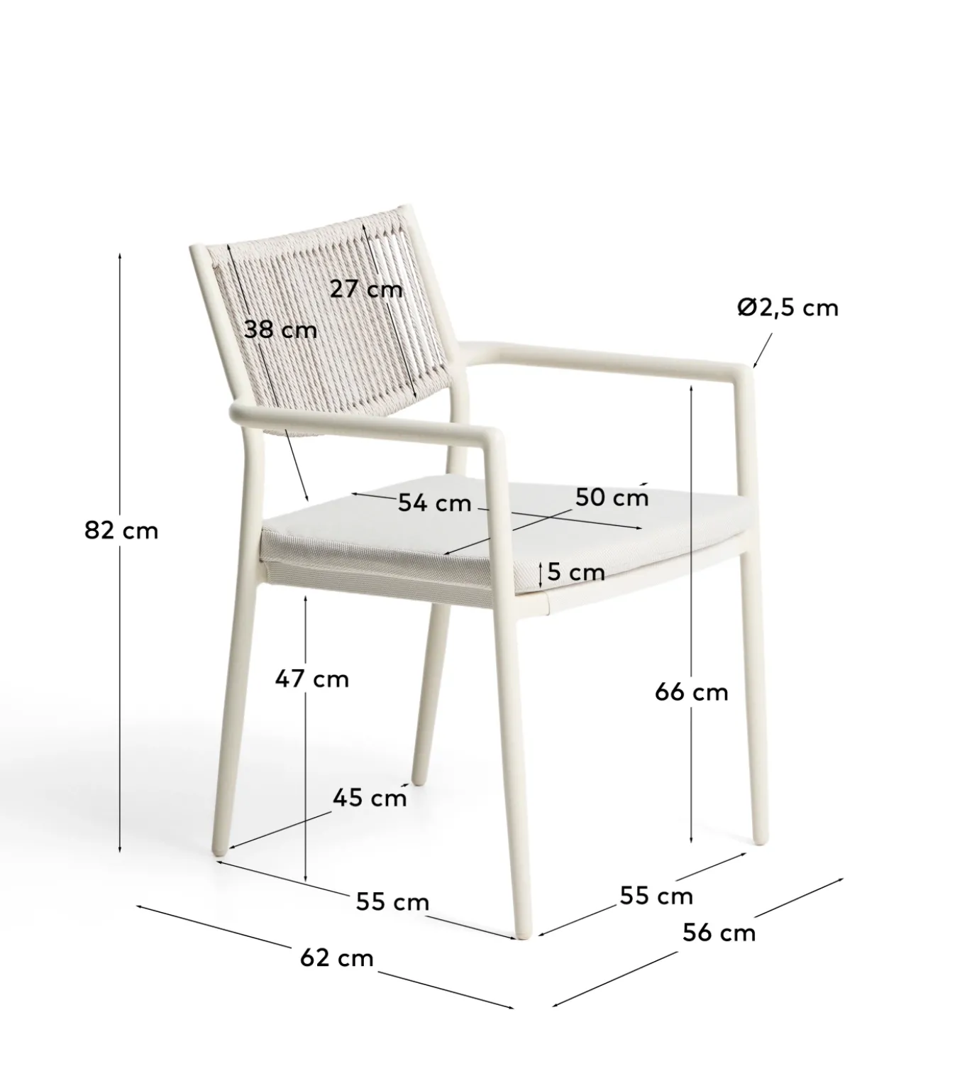 Kave Home Tuinstoel Argasi Stapelbaar Ecru Touw