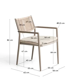 Kave Home Tuinstoel Argasi Stapelbaar Taupe Touw