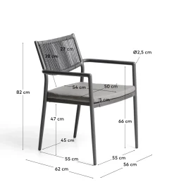 Kave Home Tuinstoel Argasi Stapelbaar Grafiet Touw