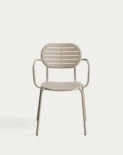 Kave Home Tuinstoel Brai met Armleuning Taupe