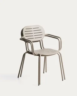 Kave Home Tuinstoel Brai met Armleuning Taupe