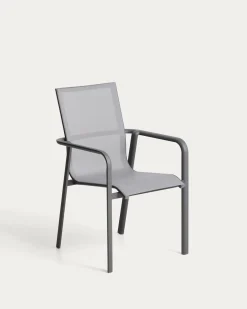 Kave Home Tuinstoel Canea Stapelbaar Aluminium Grafiet