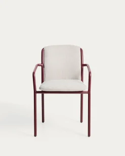 Kave Home Tuinstoel Linosa Aluminium Bordeaux/Beige