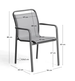 Kave Home Tuinstoel Luri Stapelbaar Aluminium Grafiet